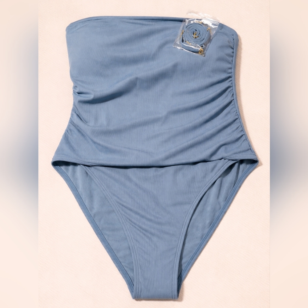 Shade & Shore Blue Strapless Swimsuit Size Xl